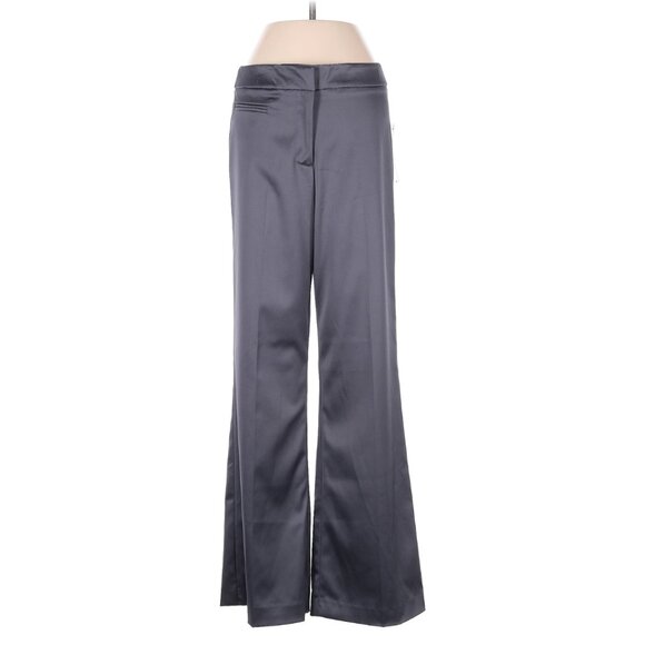 🖤 Victor Costa Stretch Satin Flared Pants – Size 4 (NWT) Gray Grey Wide Leg - Picture 1 of 3